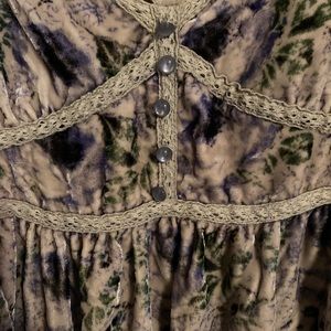 Free people velvet dress blues and silver floral